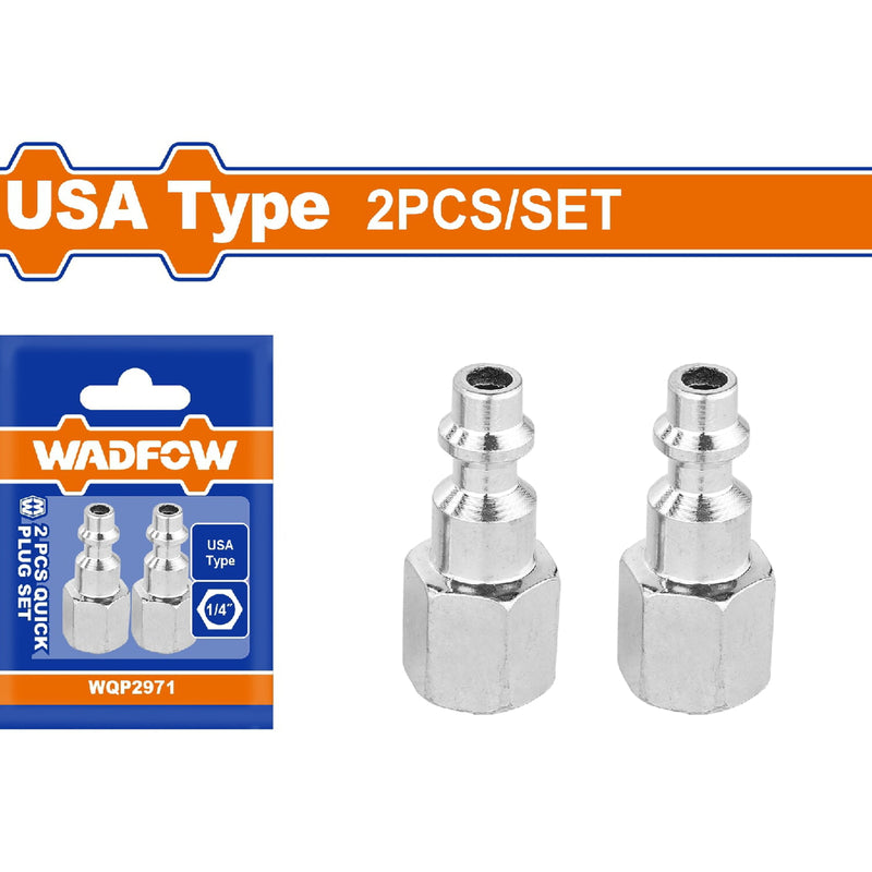 Acoples de aire rápidos 1/4" Tipo Americano. Enchufe tipo hembra. Cromado. Set de 2 piezas. conectores para compresores