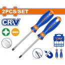 Destornilladores largos 100mm. Punta Plana SL6.5 y Estrella PH2. CR-V. Magnético. Set 2 pzs.