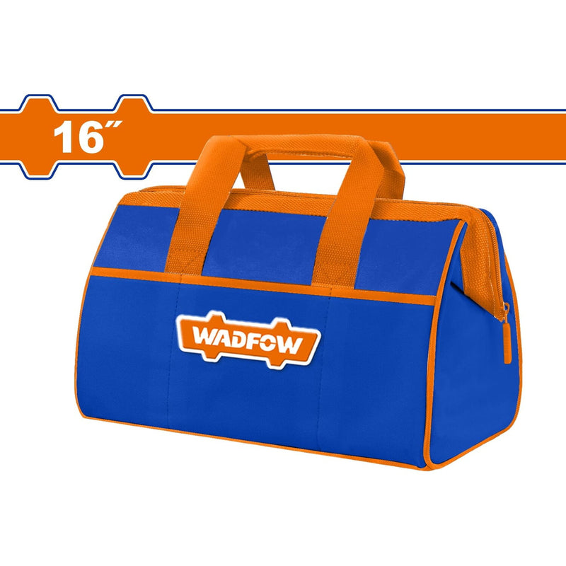 Bolsa de herramientas de 16" Carga máxima: 12Kg. Con 3 bolsillos exteriores. Apertura fácil. Bolso caja de herramientas