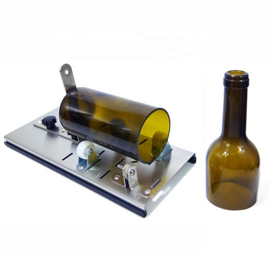 Cortador de botellas de vidrio de 3 ruedas, acero inoxidable.