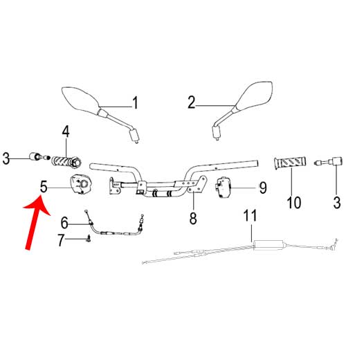Mandos derechos con interruptor para luces (ZAFFERANO250)