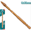 Broca punta flecha para vidrio y azulejos. 8x83mm. Vástago Hexagonal 1/4". Chapado en Titanio.