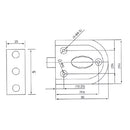 Cerradura sin llaves (pasador) p/puertas sencillas No req perforacion en vidrio 8 a 12 mm Brillante