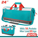 Bolsa para Herramientas 24".Mult. bolsillos.Reforzado con base plástica. Correa de hombro ajustable