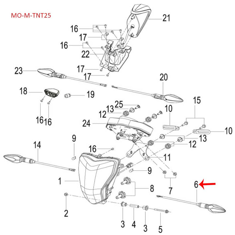 Direccional delantera izquierda (TNT150 / TNT25 / 302S / TNT600)