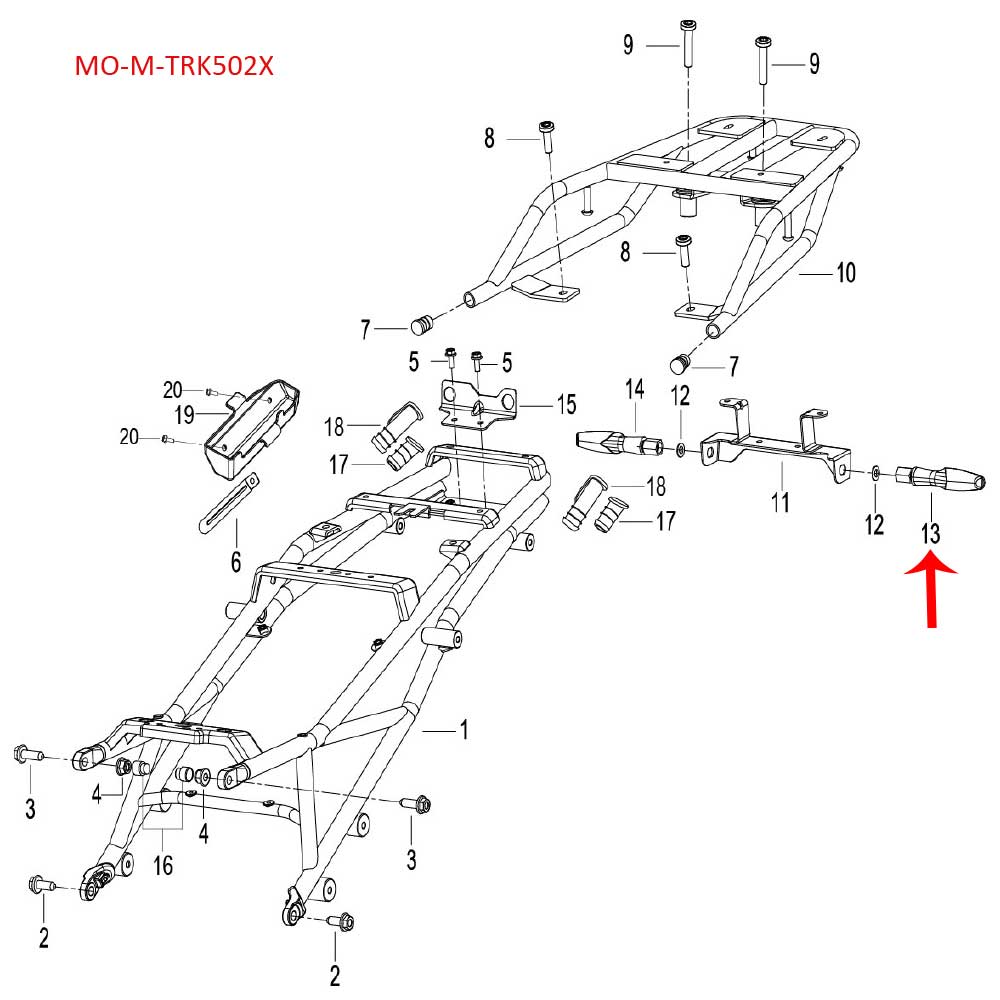 Direccional trasera izquierda (TRK251 / TRK502X)