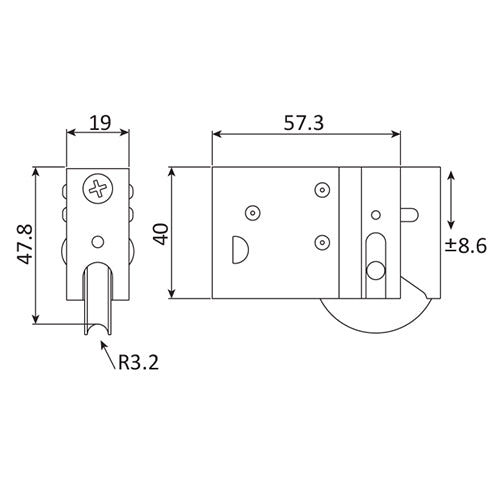 Rueda metalica regulable para puerta de serie 8025 y puerta corredera nacional. Diametro de 38 mm.