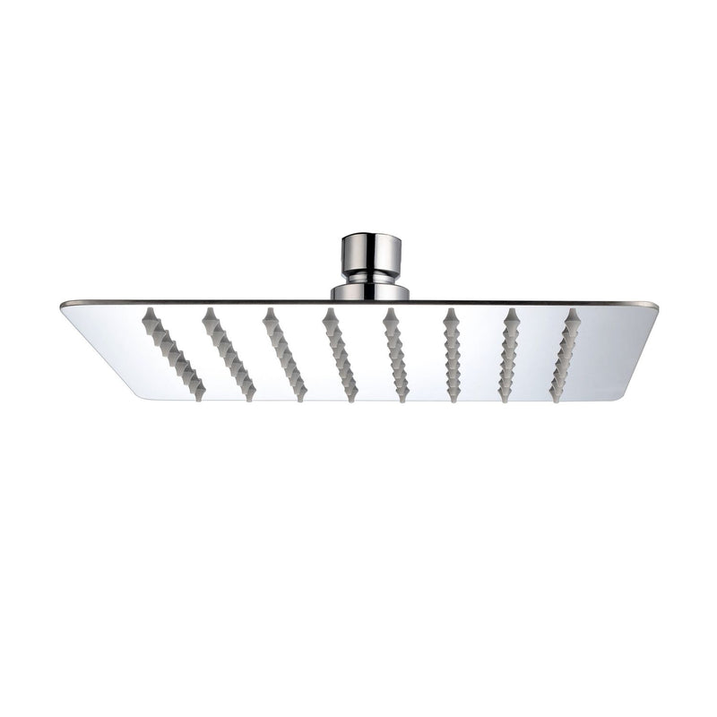 Regadera ducha de plato cuadrado de 6” sin brazo y chapetón. Cuerpo en acero inoxidable 304