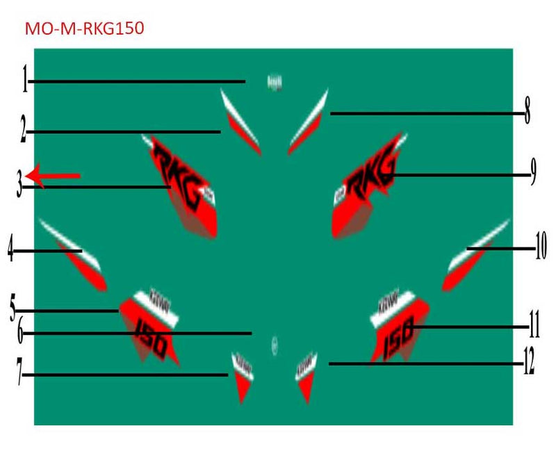 Calcomania derecha del tanque negra (RKG150)