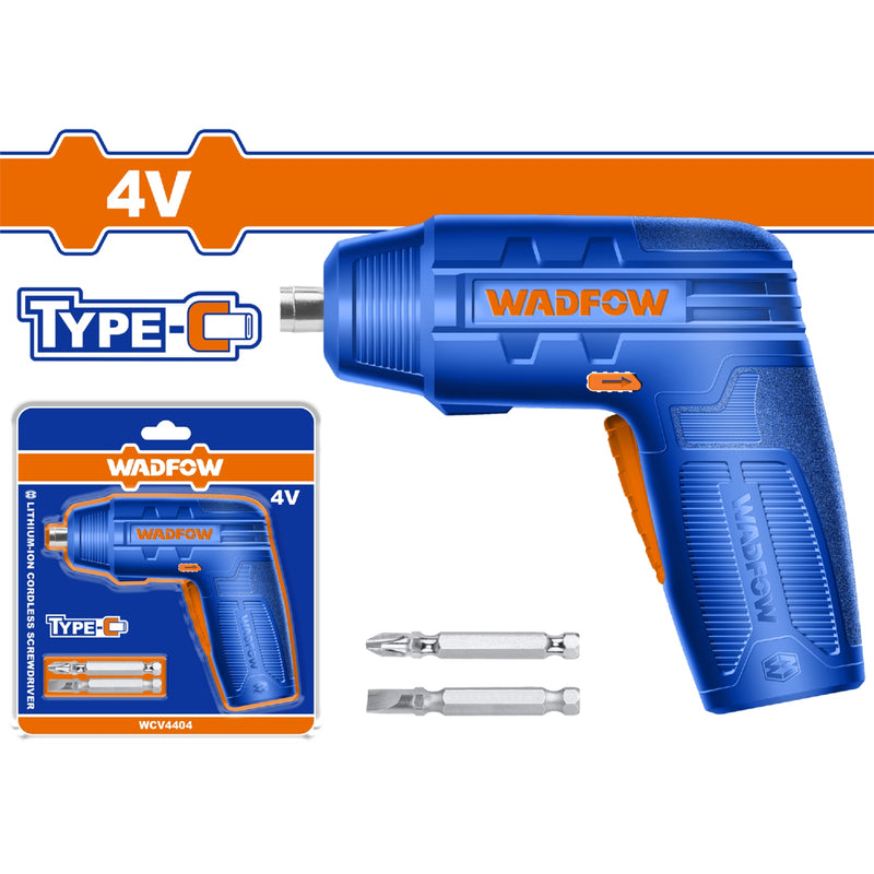Destornillador inalámbrico 4V. Carga USB cable tipo C de celular. 4N.m. 240 rpm.