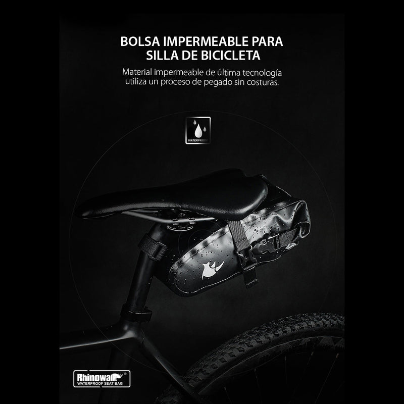 Bolso impermeable de 1.5L para anclar bajo el asiento de la bicicleta- Negro Rhinowalk