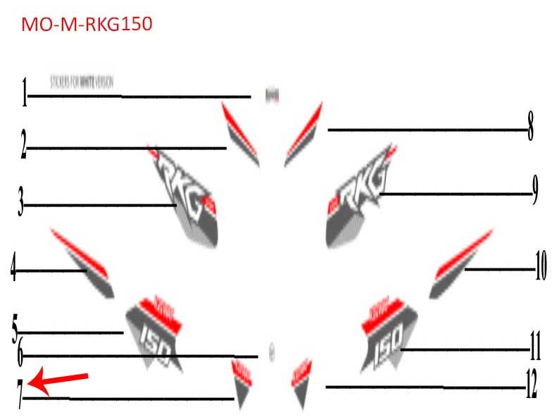 Calcomania derecha del guardabarros delantero blanca (RKG150)