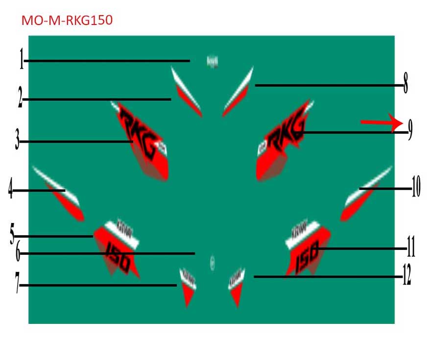 Calcomania izquierda del tanque negra (RKG150)