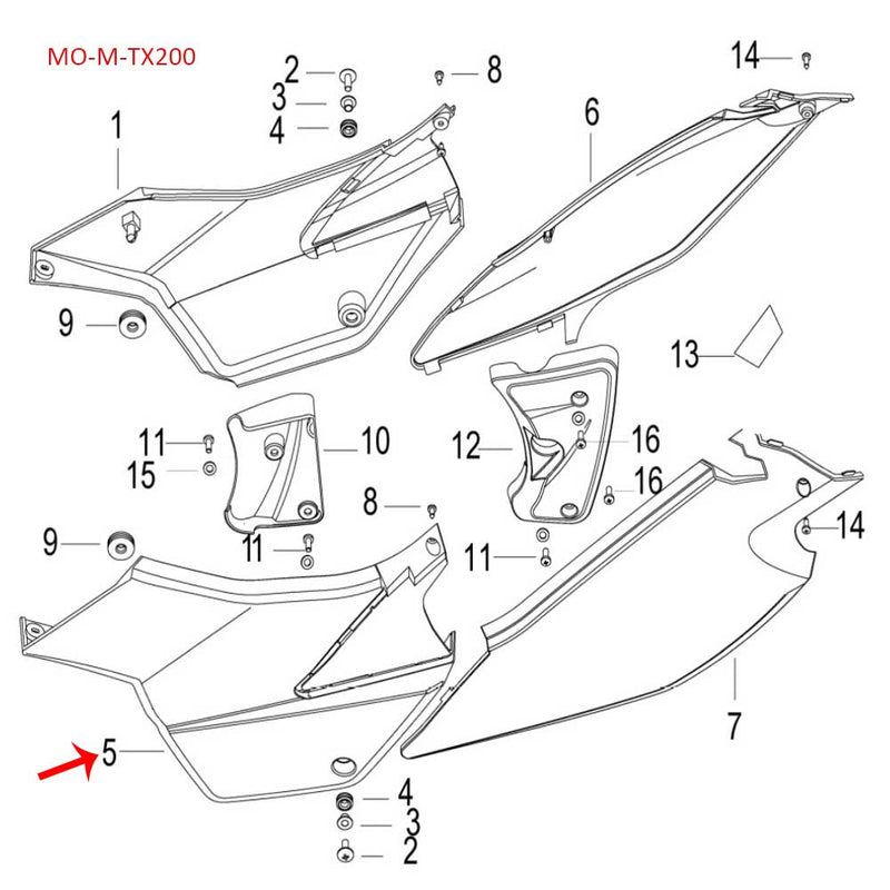 Covertor lateral izquierdo (TX200)