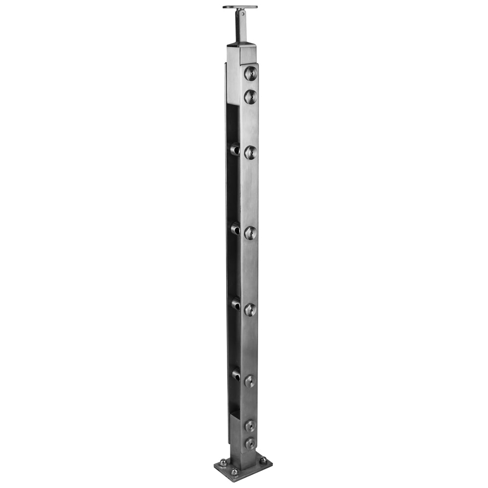 Poste 2 Platinas 1 1/2x5mm espesor 105cm Altura,4 soportes de barra 12.7mm.Acabado Satin 304.
