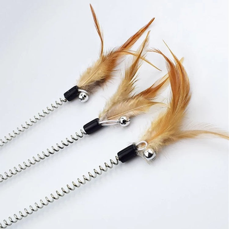 Juguete para Gato, varita de resorte con plumas incluye chupon para fijar al piso 32cm de largo