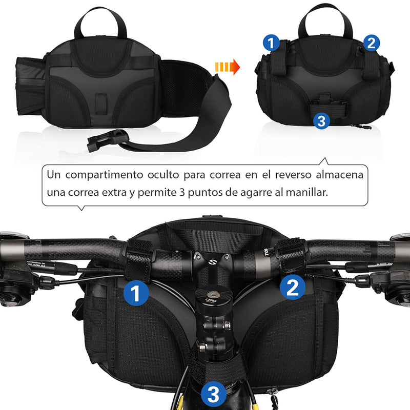 Cangurera de 4L con soporte para manubrio de bicicleta Rhinowalk