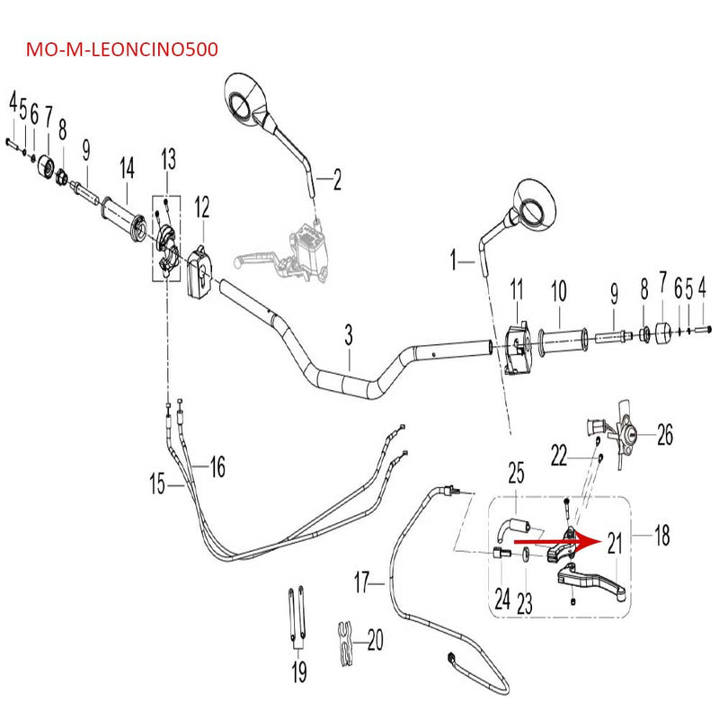 Palanca de embrague (LEONCINO500) (CODIGO NUEVO MO-REP-S40084S010001)