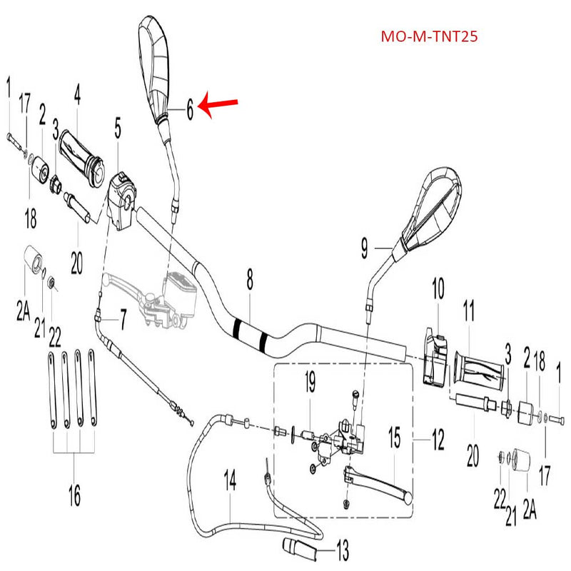 Espejo retrovisor derecho (TNT25)