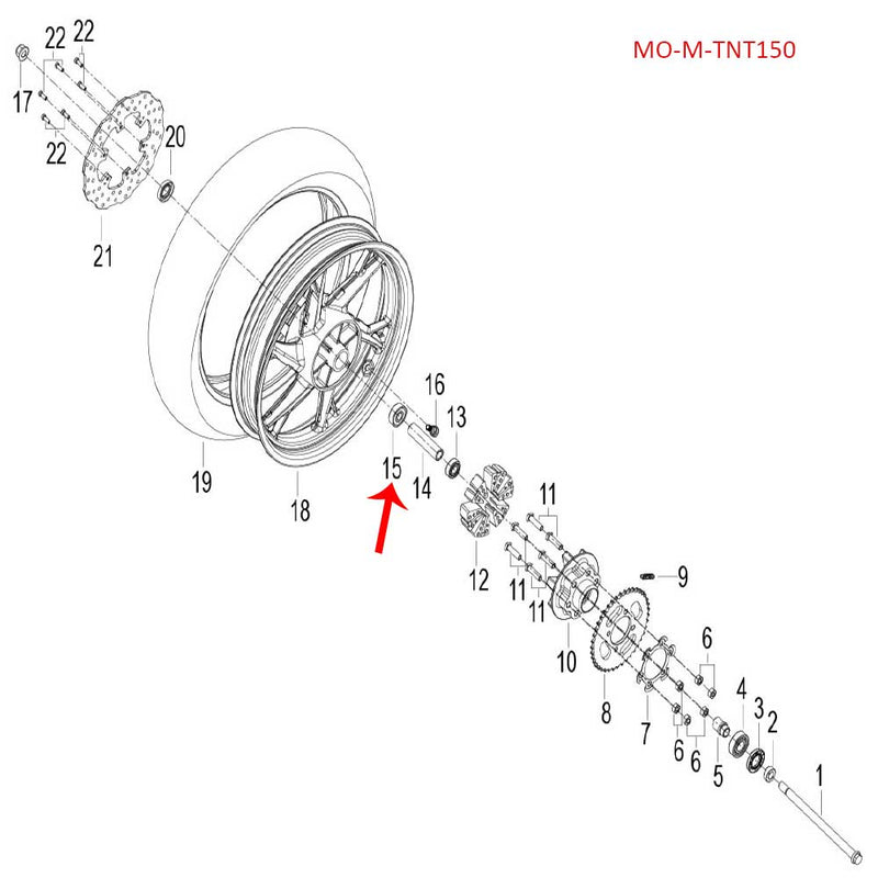 Rodamiento 6302-2RS (RGK150 / TNT150 / TNT135 / TNT25 / TRK251 / LEONCINO250 / ZAFFERANO250)