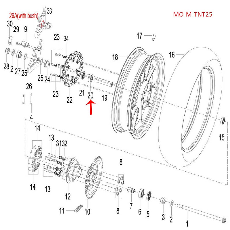 Rodamiento 6302-2RS (RGK150 / TNT150 / TNT135 / TNT25 / TRK251 / LEONCINO250 / ZAFFERANO250)