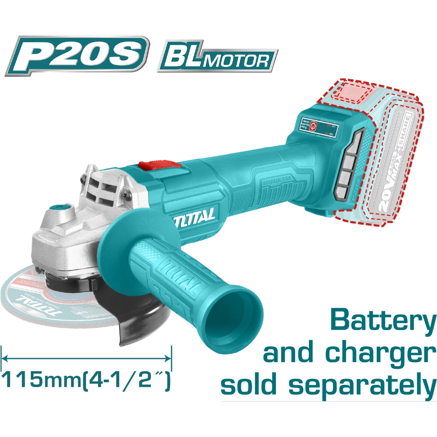 Flexible Inalámbrica 4-1/2" de Batería de Litio 20V. No incluye disco, batería ni cargador.