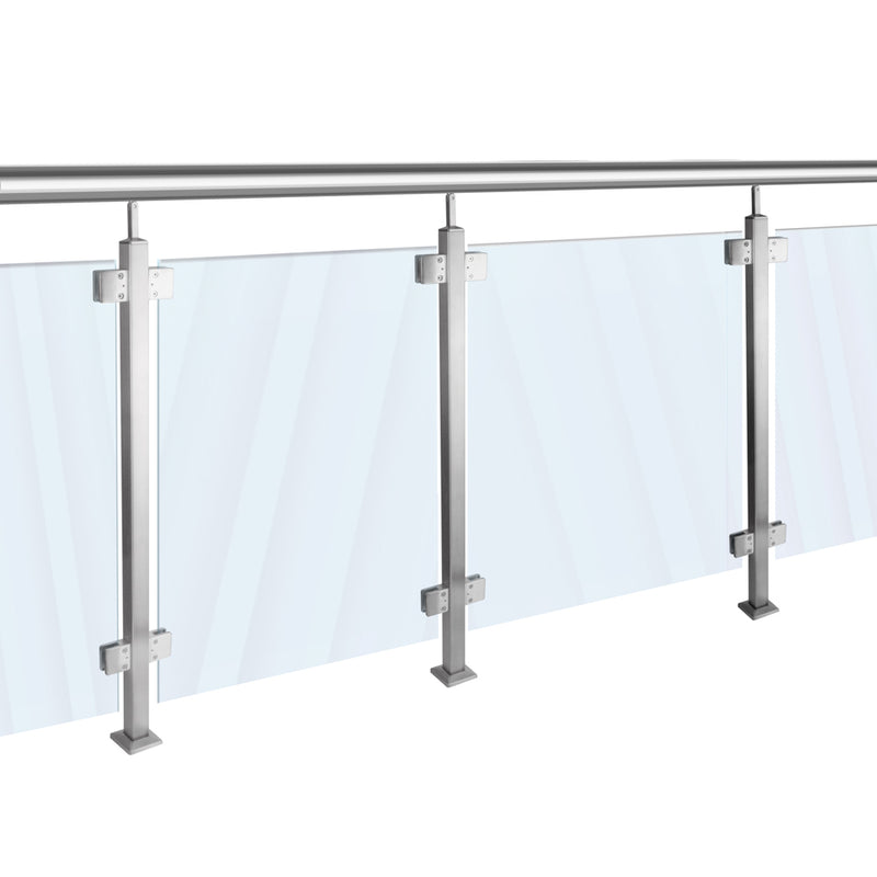 Poste cuadrado 1 1/2" 105cm Altura,Para vidrios de 8-12mm. Acabado Satinado tipo 304.