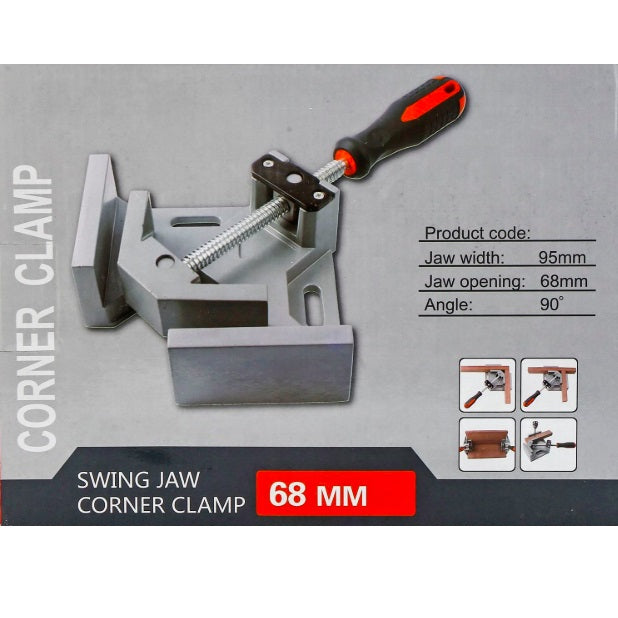 Pinza abrazadera de angulo recto 90 grados 0-68mm. Para esquinas.