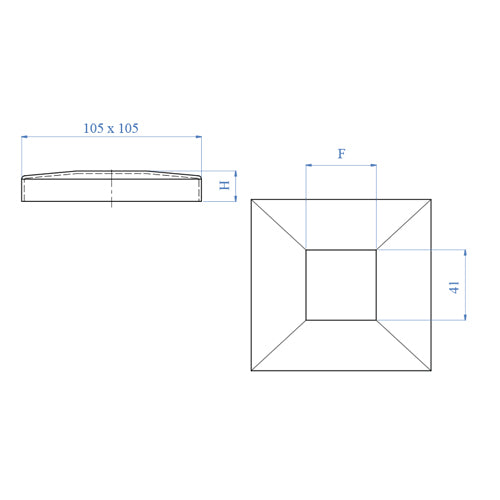 Tapa decorativa Tuberia Cuadrada 40x40mm.
