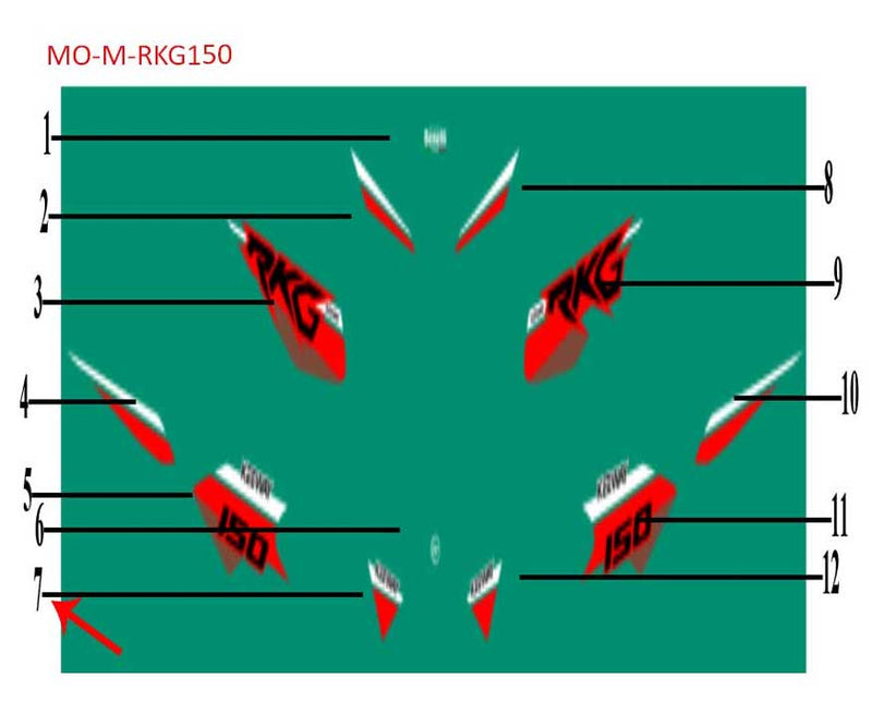 Calcomania derecha del guardabarros delantero negra (RKG150)
