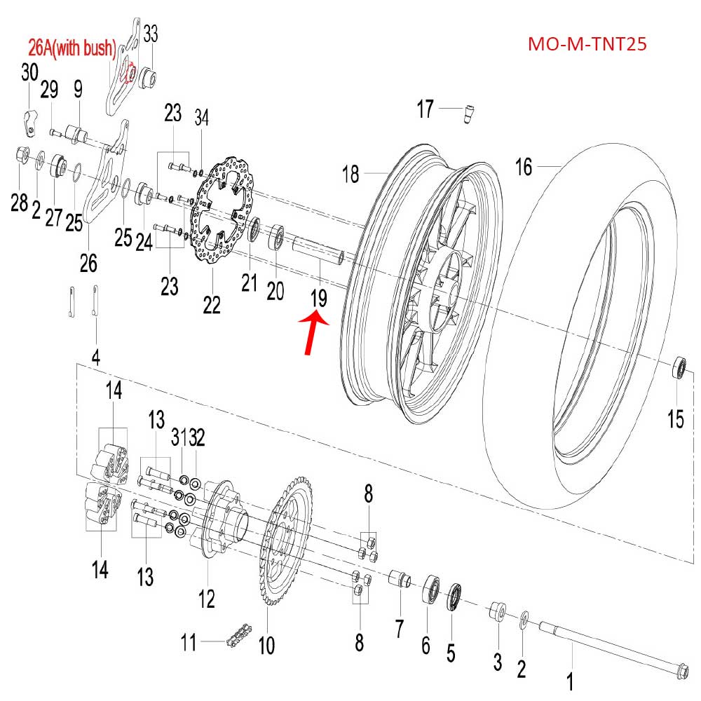 Espaciador rueda trasera (TNT150 / LEONCINO250 / TNT25 / TRK251)