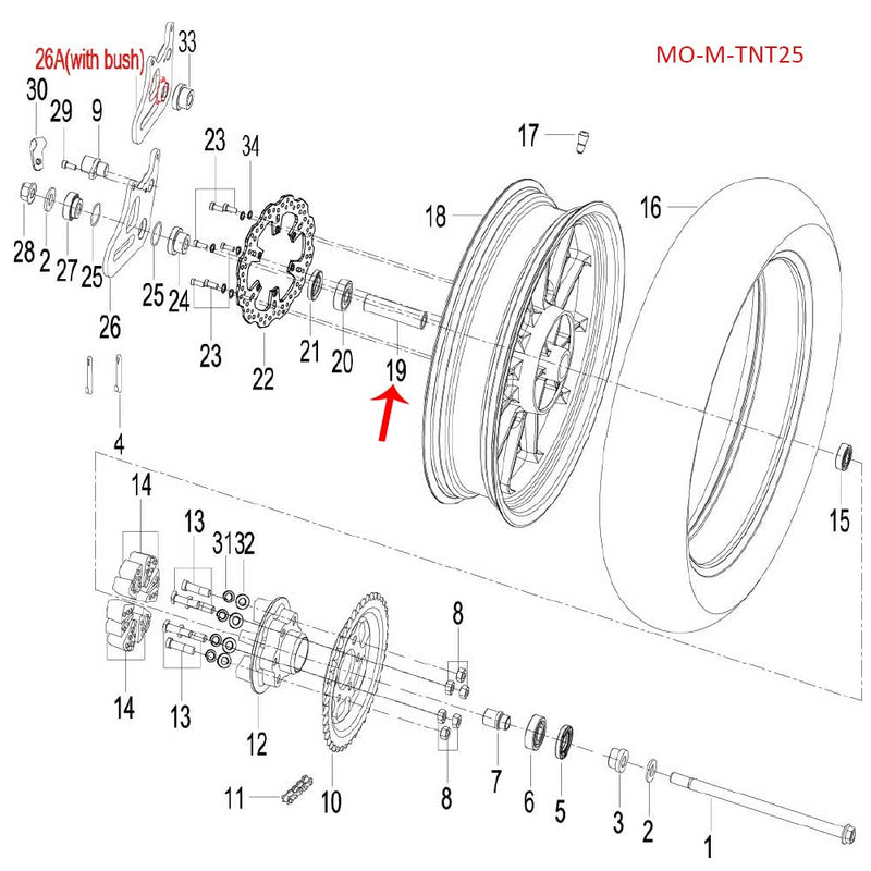Espaciador rueda trasera (TNT150 / LEONCINO250 / TNT25 / TRK251)