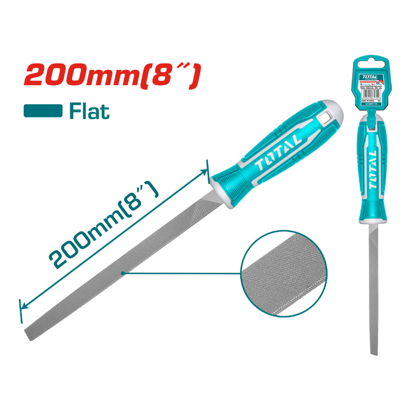 Lima plana para acero. Largo 200 mm. Acero T12.