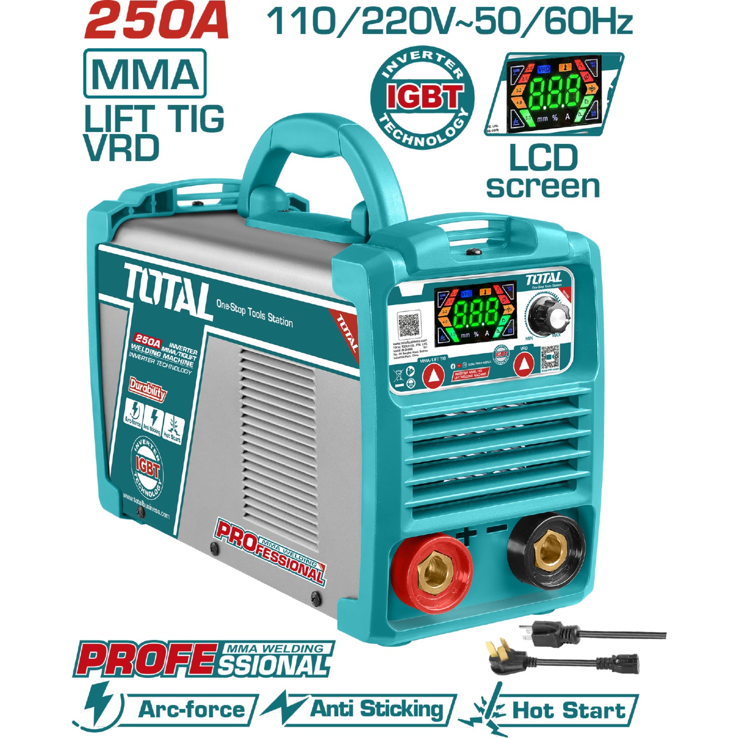 Máquina de Soldar Inverter Heavy Duty Calidad Profesional 60%. Ciclo de Trabajo. 250A.