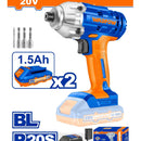 Llave impacto dado hexagonal 1/4". 20V. Brushless sin escobillas. 170NM. 2 baterías y 1 cargador