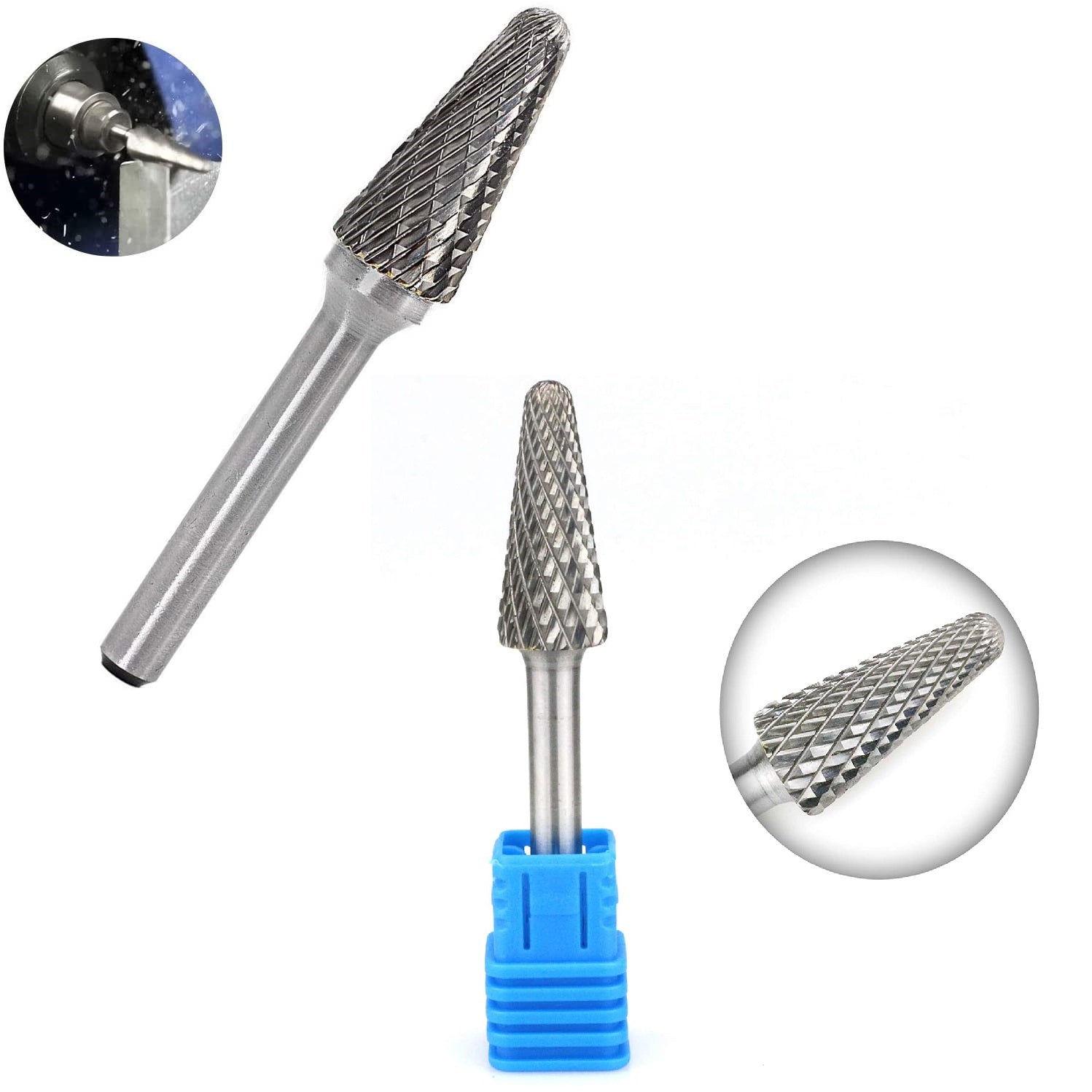 Fresa lima rotativa de carburo de tungsteno Conica vastago 6mm. Para motortool