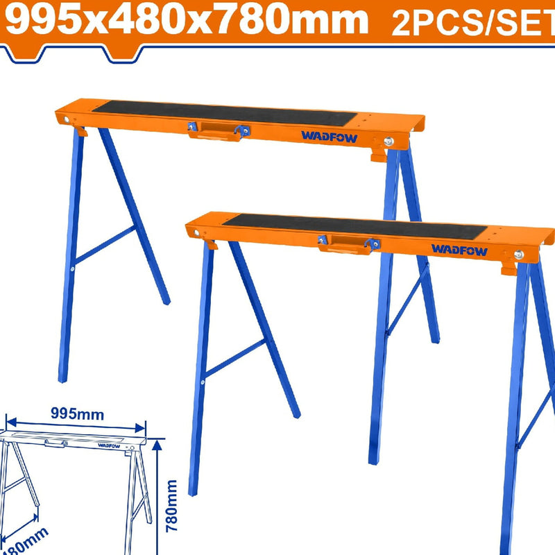 Caballetes. Burros para Aserrar. Abierto: 995×480×780mm. Plegado: 995x100x36mm. Se vende en par.