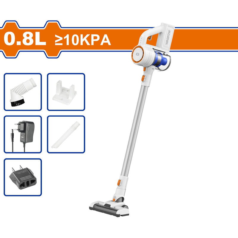 Aspiradora inalámbrica 140W. Capacidad 0.8L. Batería de litio 22.2V. Filtro HEPA.