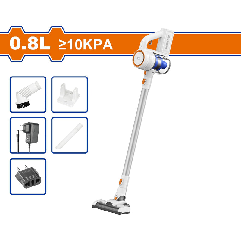 Aspiradora inalámbrica 140W. Capacidad 0.8L. Batería de litio 22.2V. Filtro HEPA.