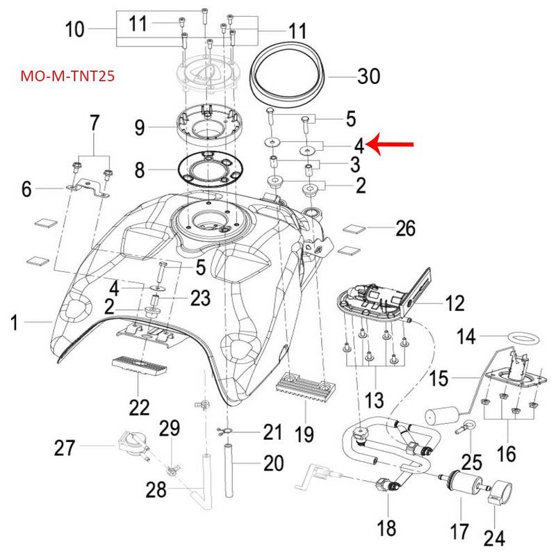 Arandela de montaje de tanque de combustible (TNT150 / TNT25 / LEONCINO500)