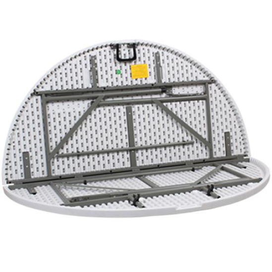 Mesa plástica plegable redonda 60" de diámetro (150 cm) (HDPE) con marco de acero revestido
