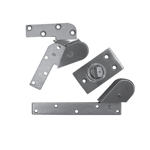 Juego de bisagras pivotantes derecha para puertas de aluminio, madera, hierro. Acabado satinado