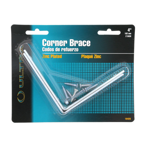 (Par) Escuadras de esquina de 90 grados galvanizadas de 4" x 7/8"