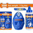 Tira línea 30mts de largo. Incluye una botella de tiza, un nivel de burbuja y polvo azul. Chalk line tiza hilo