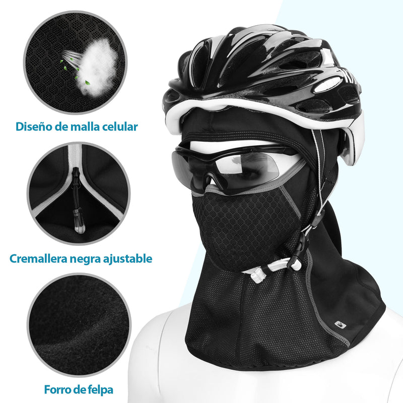 Balaclava para absorber sudor en moto / bicicleta negra. Rhinowalk