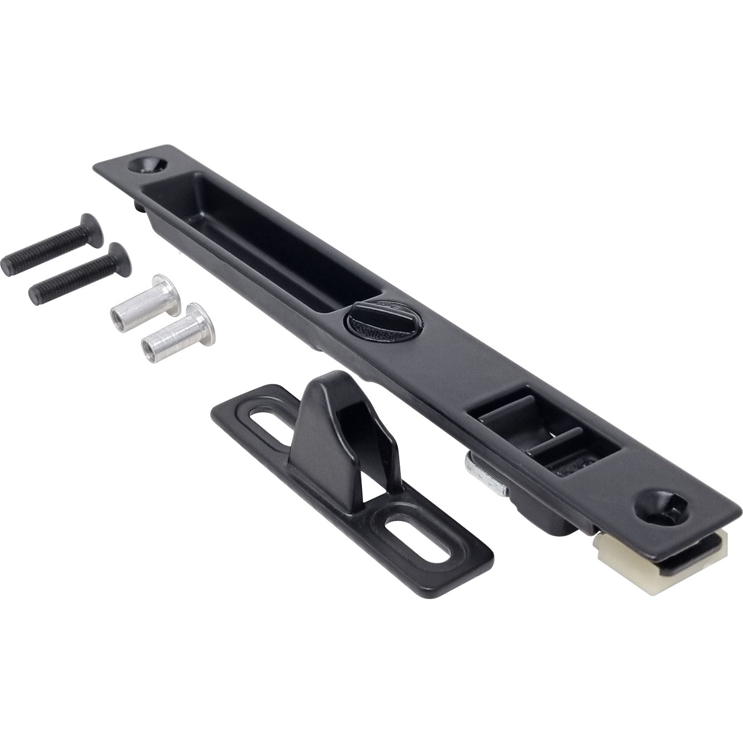 Cierre Embutido Manual para Ventana y Puerta Corredera. Aleacion de Zinc. Incluye Recibidor y Gancho