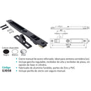 Cierre Embutido Manual para Ventana y Puerta Corredera. Aleacion de Zinc. Incluye Recibidor y Gancho