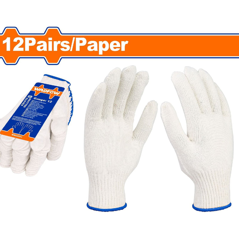 Guantes de algodón 12 pares/Pack blanco tejido. Calibre 10(XL). Se vende 12 pares/Pack