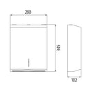 Dispensador papel mano cuadrado 280x348x102 mm. Inox 304 satinado.