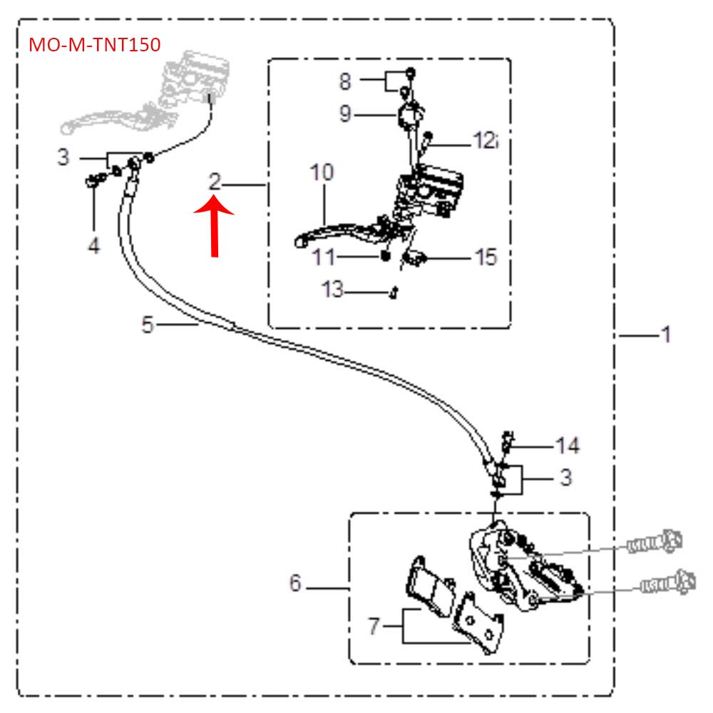 Kit de palanca y cilindro freno delantero (TNT150) (CODIGO NUEVO 45400J800120)